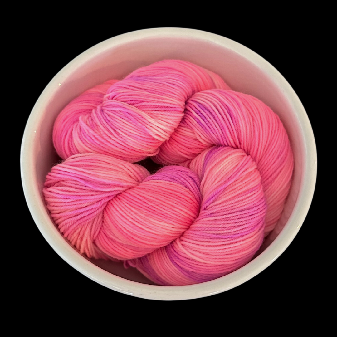 Bright Pink and Purple Variegated Hand Dyed Sock Yarn - One of a Kind