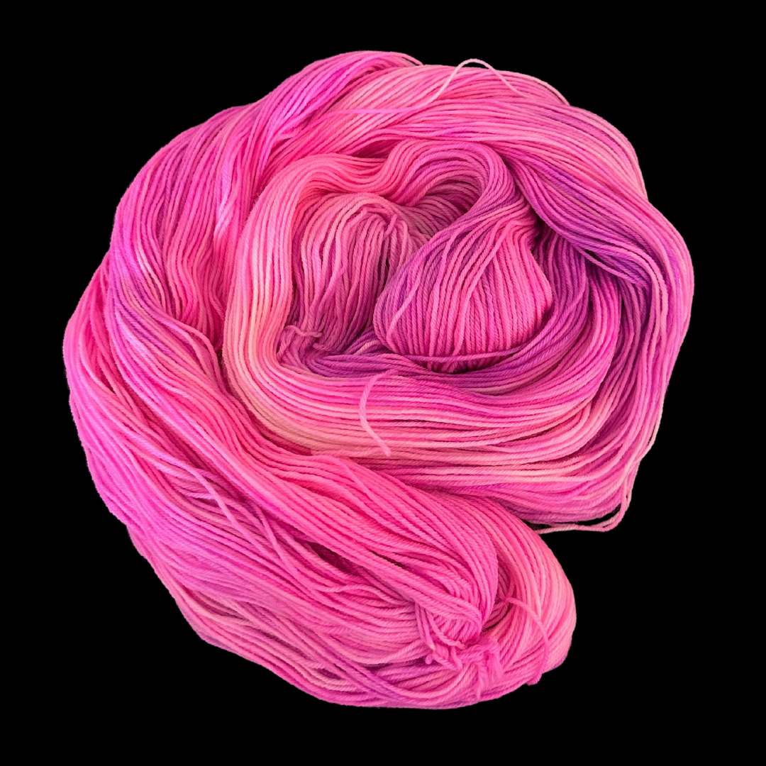 Bright Pink and Purple Variegated Hand Dyed Sock Yarn - One of a Kind