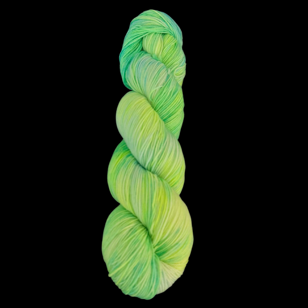 Bright Green and Yellow Variegated Hand Dyed Sock Yarn - One of a Kind