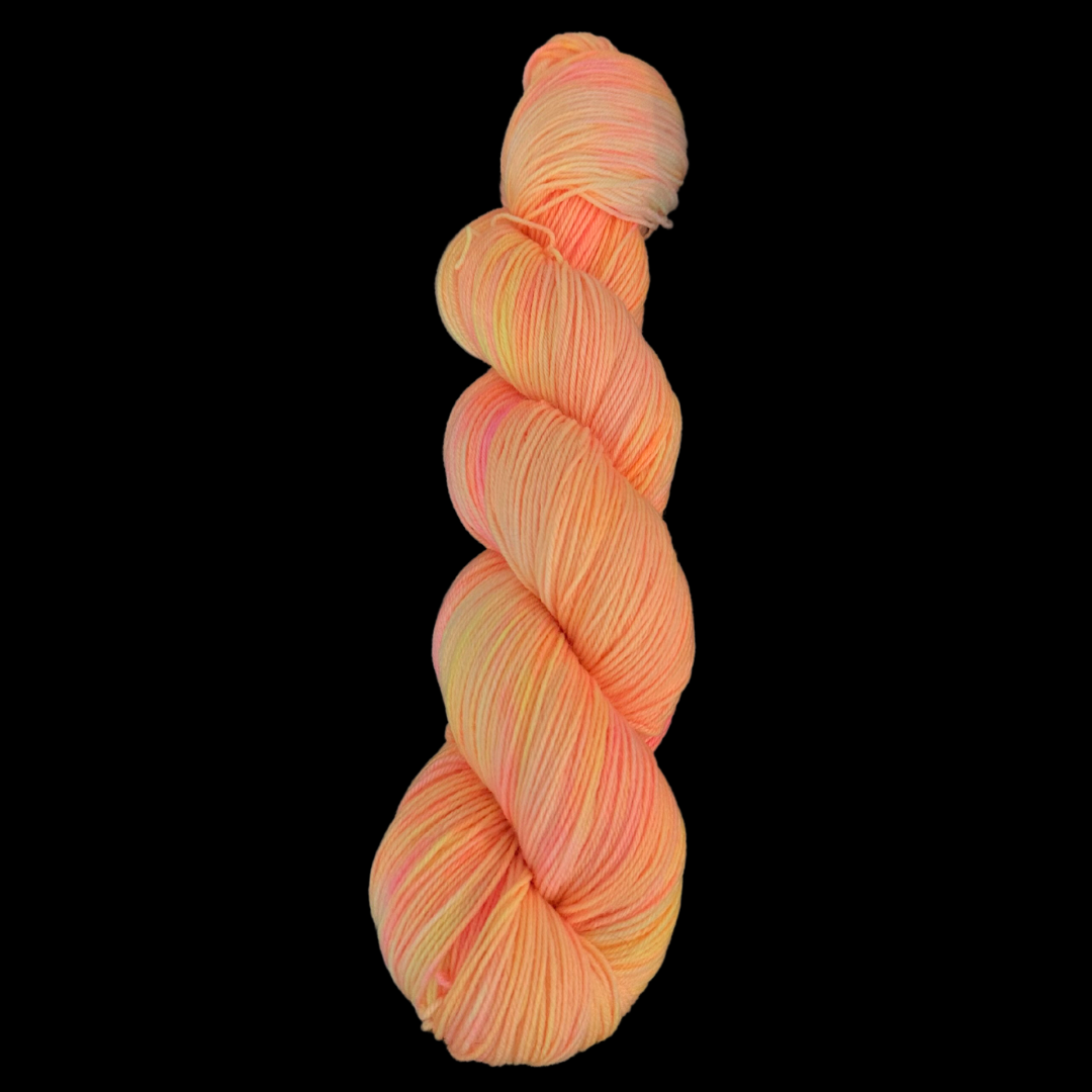 Bright Yellow and Orange Variegated Hand Dyed Sock Yarn - One of a Kind