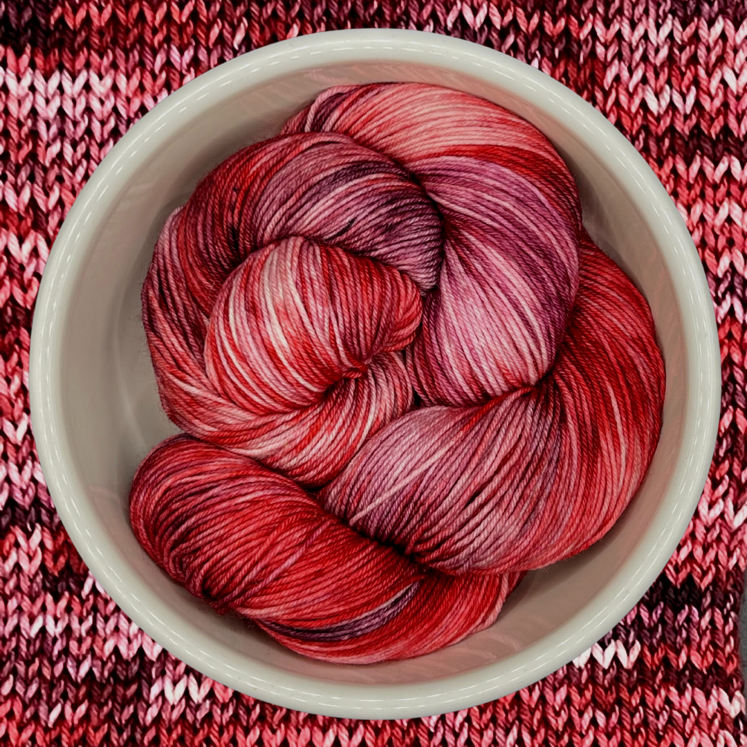 Wine Red - handspun and handdyed wool yarn
