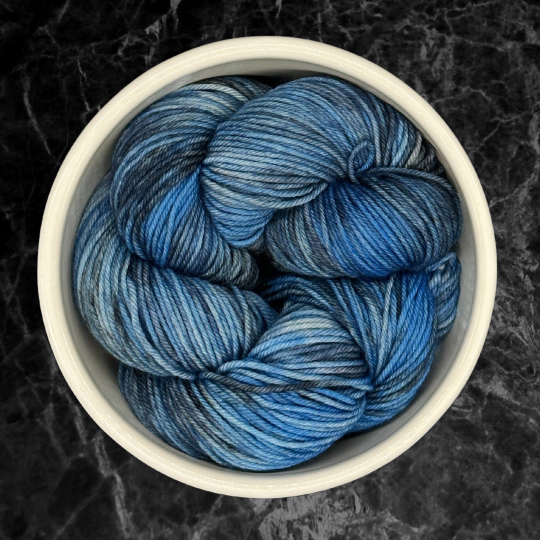 Blue and Gray DK Hand Dyed Yarn - One of a Kind