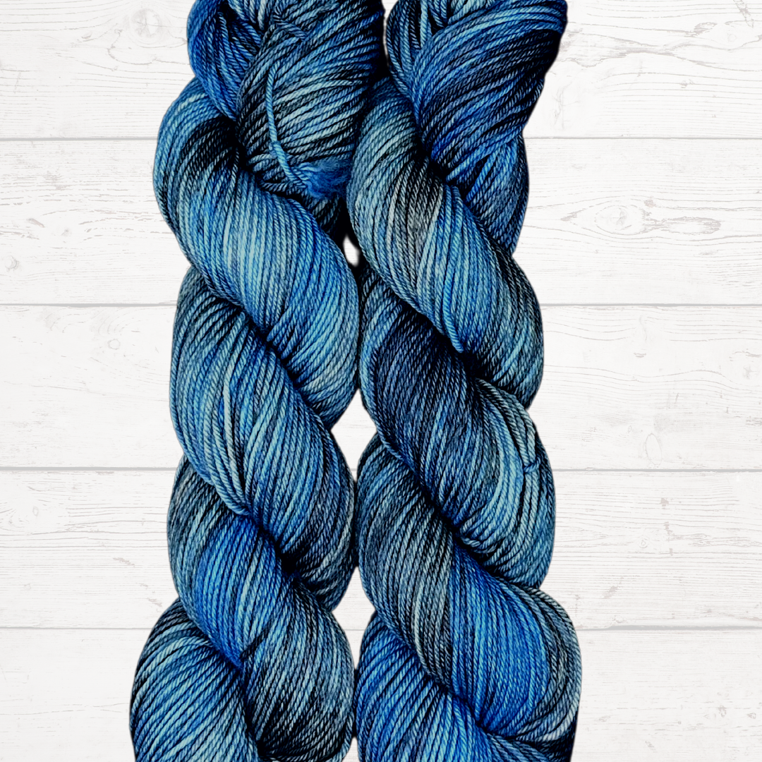 Blue and Gray DK Hand Dyed Yarn - One of a Kind