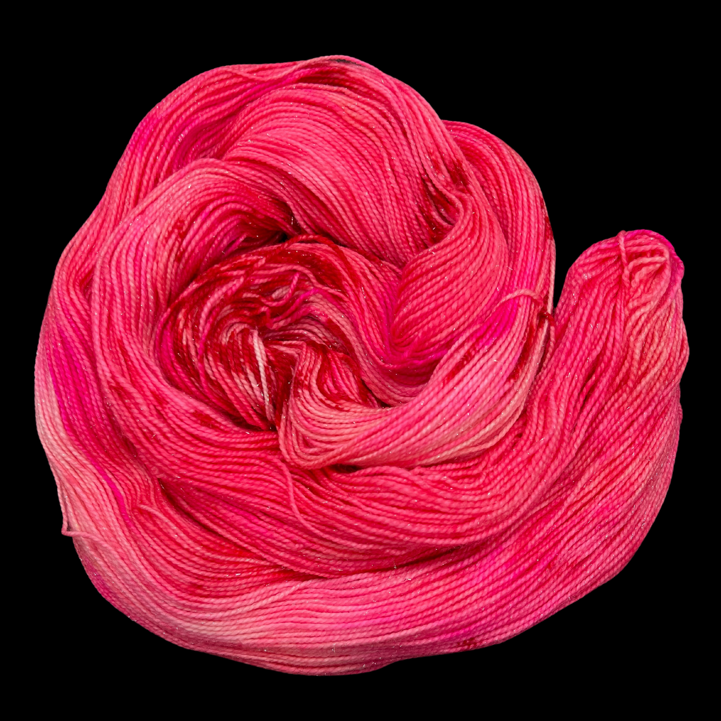 Pink Variegated Hand Dyed Sparkle Sock Yarn - One of a Kind