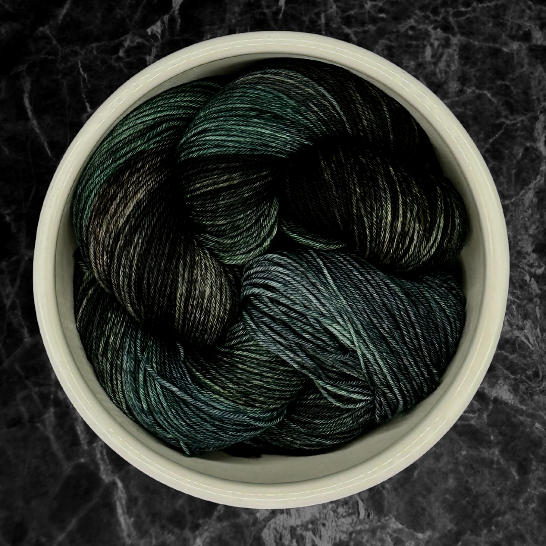 Dark Green and Grey Hand Dyed Yarn - One of a Kind