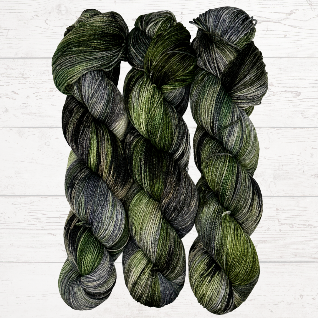 Green and Grey Hand Dyed Yarn - One of a Kind