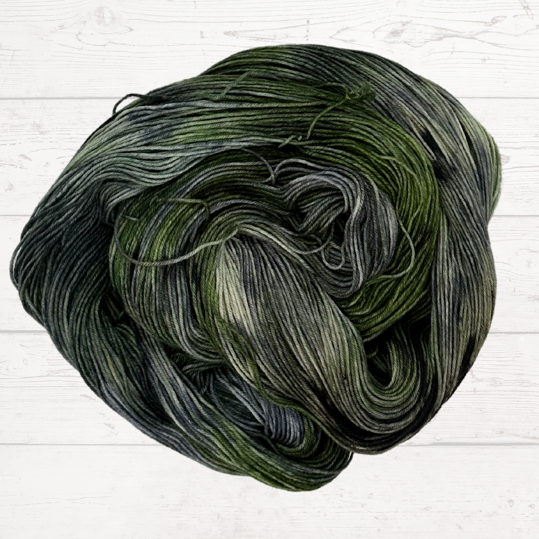 Green and Grey Hand Dyed Yarn - One of a Kind