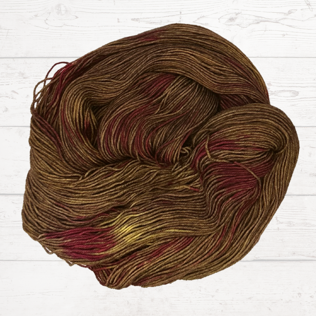 Brown, Amber, and Red Hand Dyed Yarn - One of a Kind