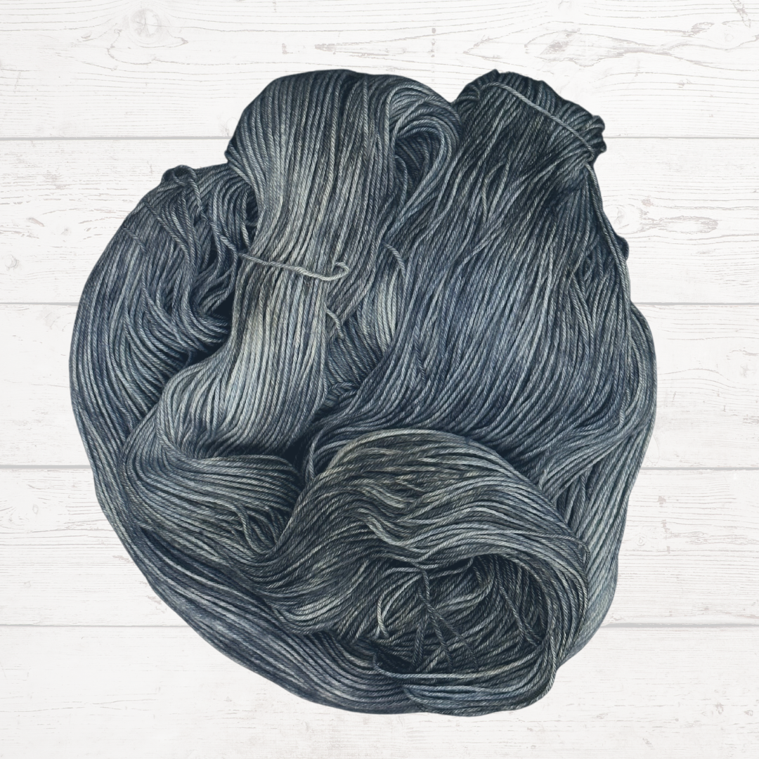 Blue and Grey Hand Dyed Yarn - One of a Kind