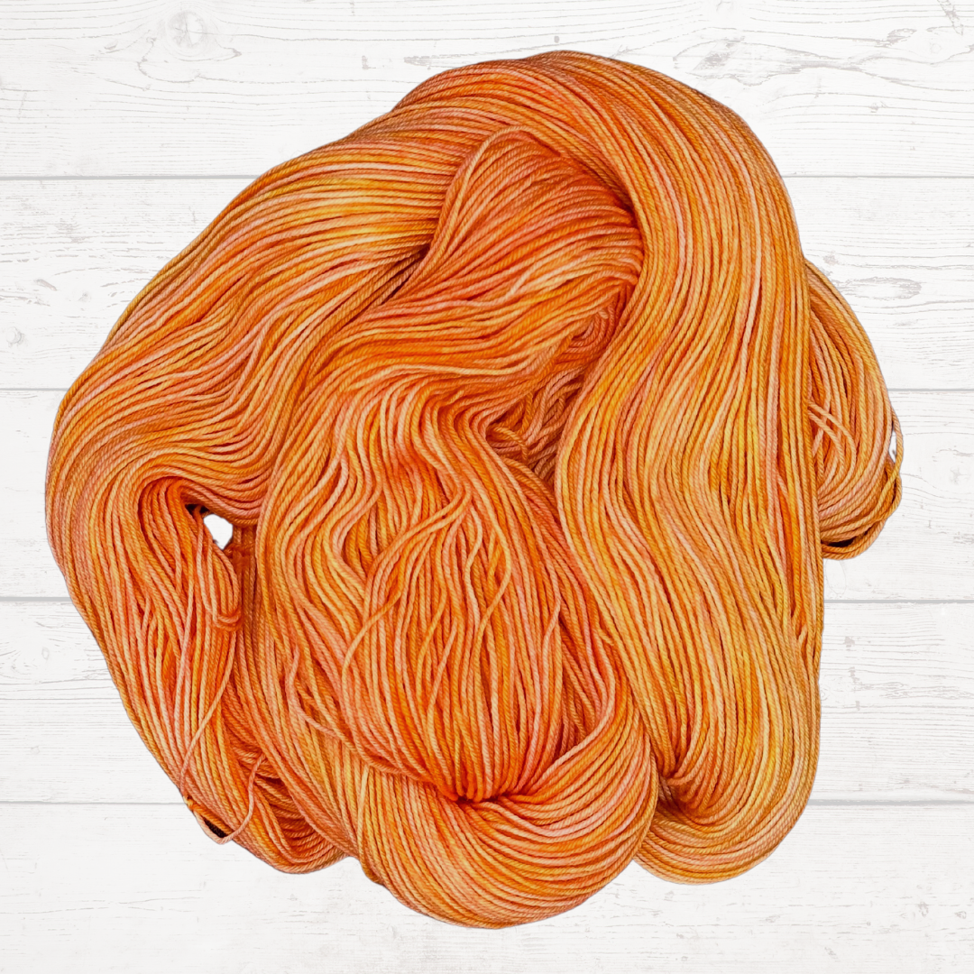 Melon Orange and Yellow Hand Dyed Yarn - One of a Kind