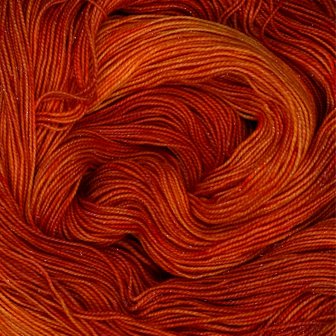 Spicy Variegated Hand Dyed Sparkle Sock Yarn - One of a Kind