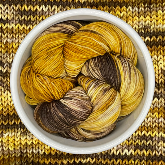 Itty Bitty Brindle Pittie - A variegated hand dyed yarn