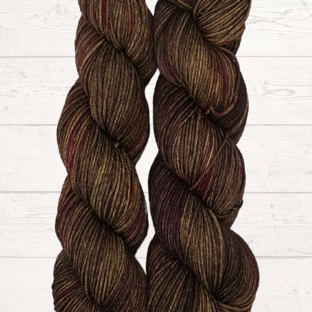 Brown, Amber, and Red DK Hand Dyed Yarn - One of a Kind