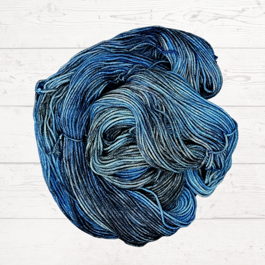 Blue and Gray DK Hand Dyed Yarn - One of a Kind