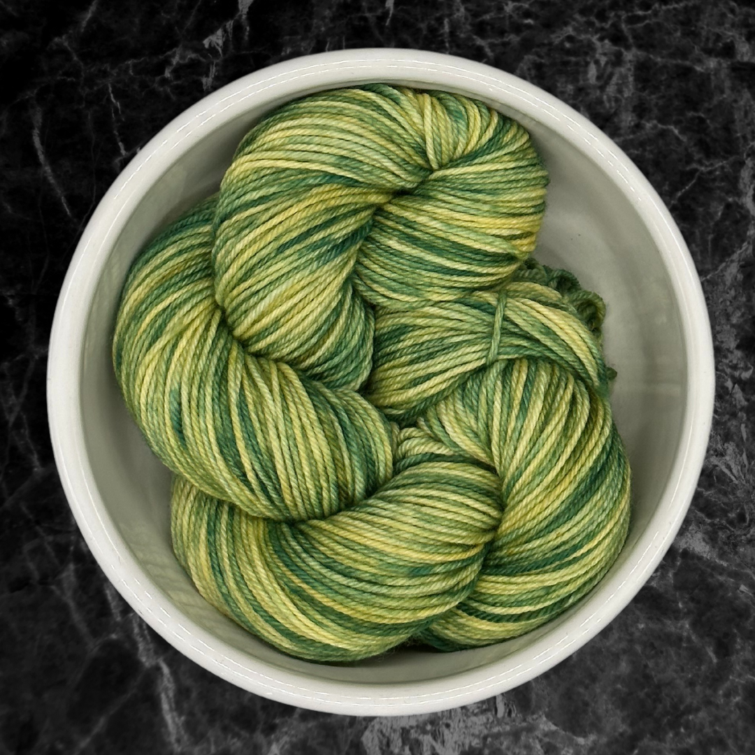 Green and yellow DK hand dyed yarn - One of a kind