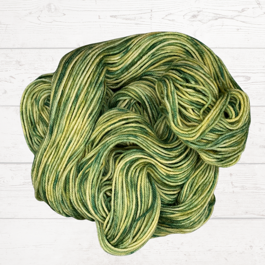 Green and yellow DK hand dyed yarn - One of a kind