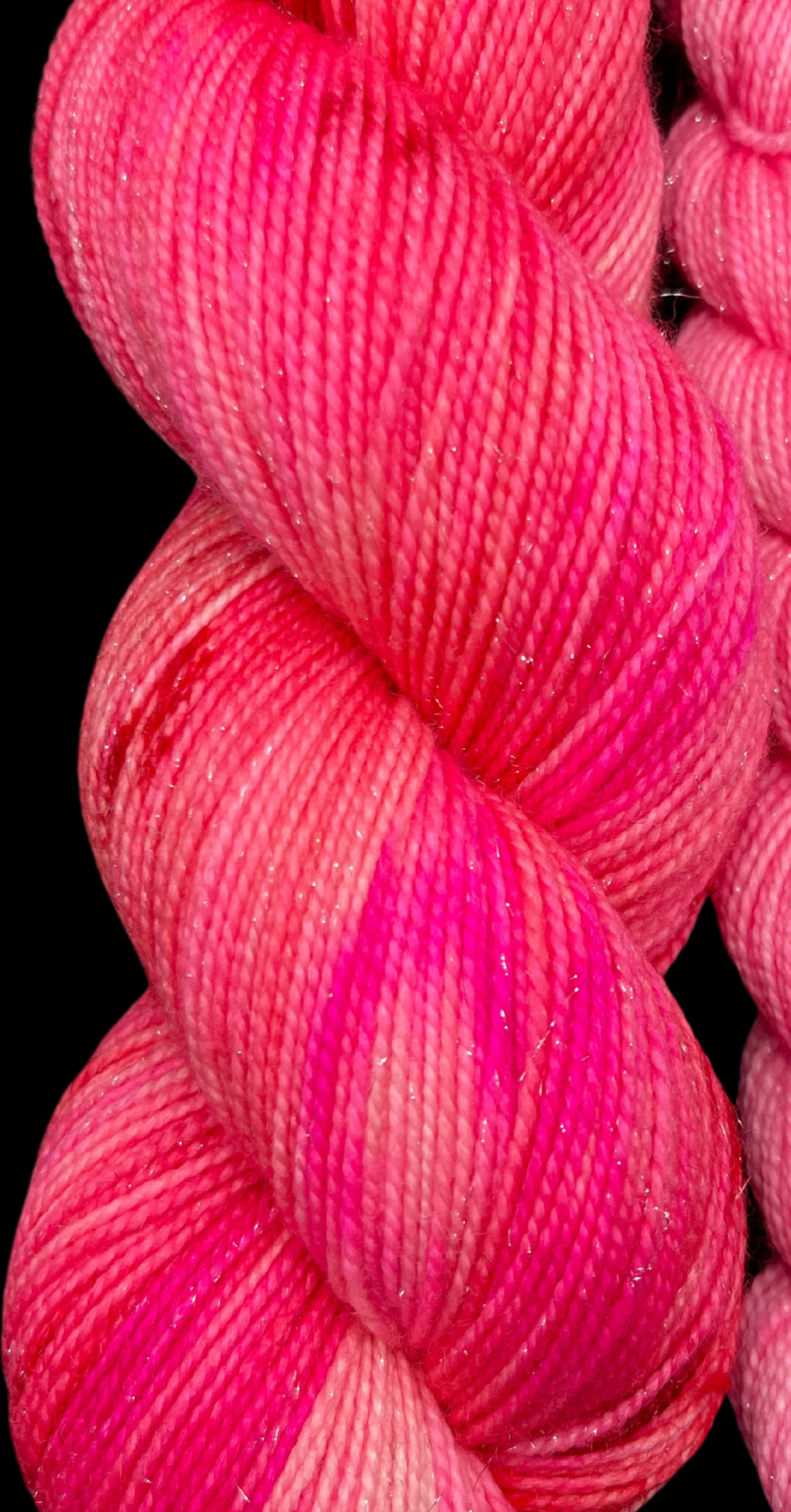 Pink Variegated Hand Dyed Sparkle Sock Yarn - One of a Kind