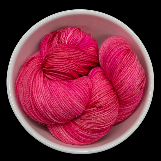 Pink Variegated Hand Dyed Sparkle Sock Yarn - One of a Kind
