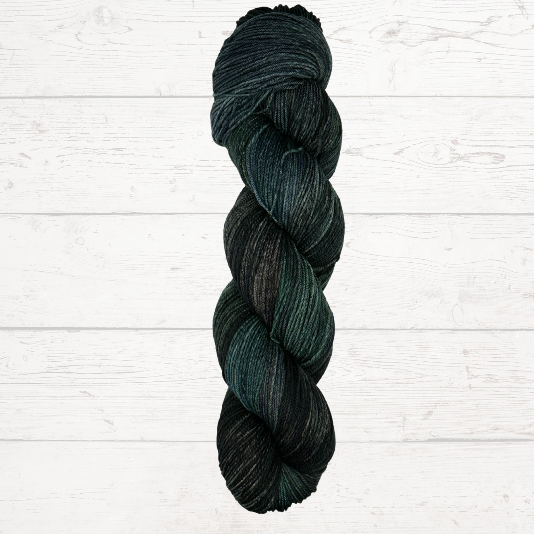 Dark Green and Grey Hand Dyed Yarn - One of a Kind