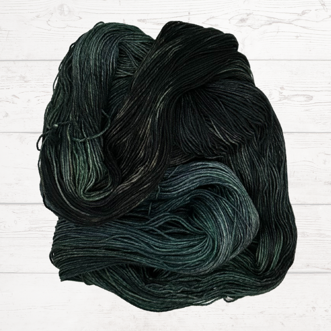 Dark Green and Grey Hand Dyed Yarn - One of a Kind