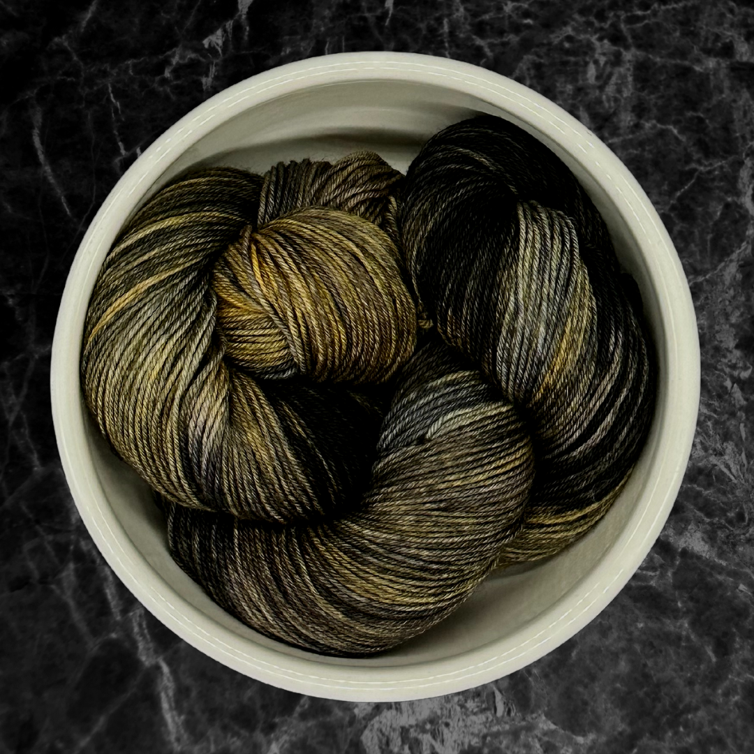 Grey and Bronze Steampunk Hand Dyed Yarn - One of a Kind