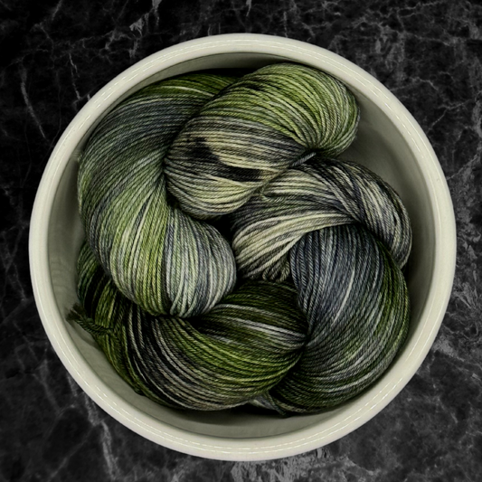 Green and Grey Hand Dyed Yarn - One of a Kind