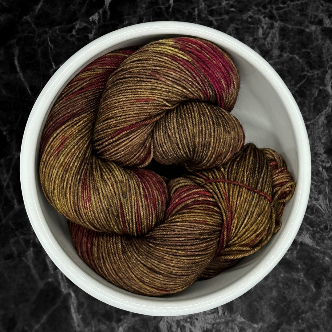 Brown, Amber, and Red Hand Dyed Yarn - One of a Kind