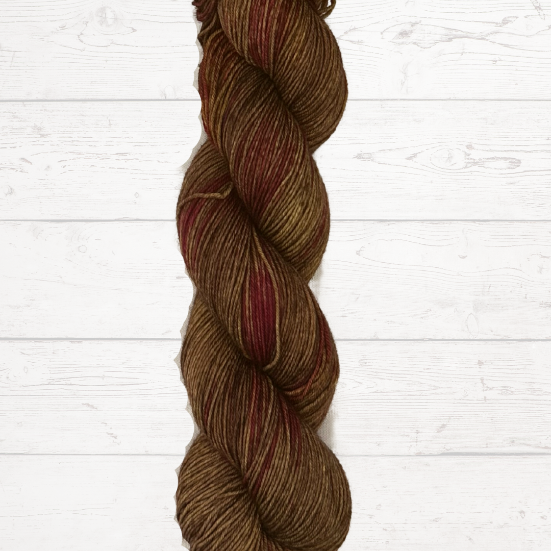 Brown, Amber, and Red Hand Dyed Yarn - One of a Kind