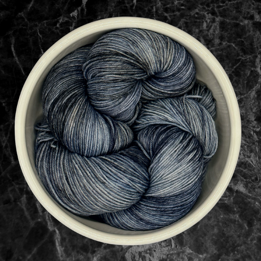 Blue and Grey Hand Dyed Yarn - One of a Kind