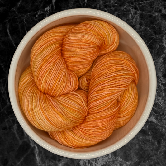 Melon Orange and Yellow Hand Dyed Yarn - One of a Kind
