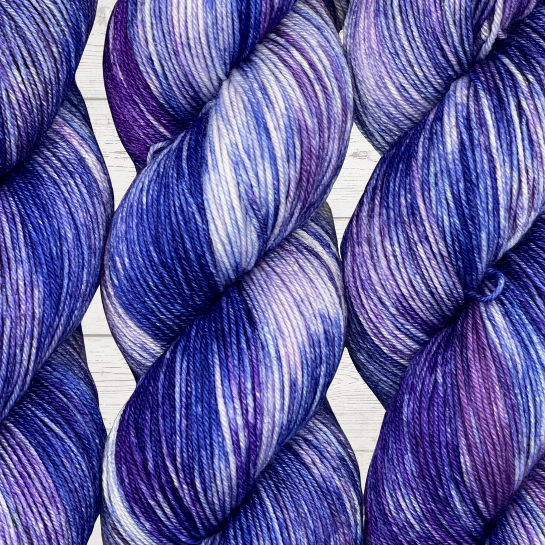 Hyacinth colorway hand dyed yarn