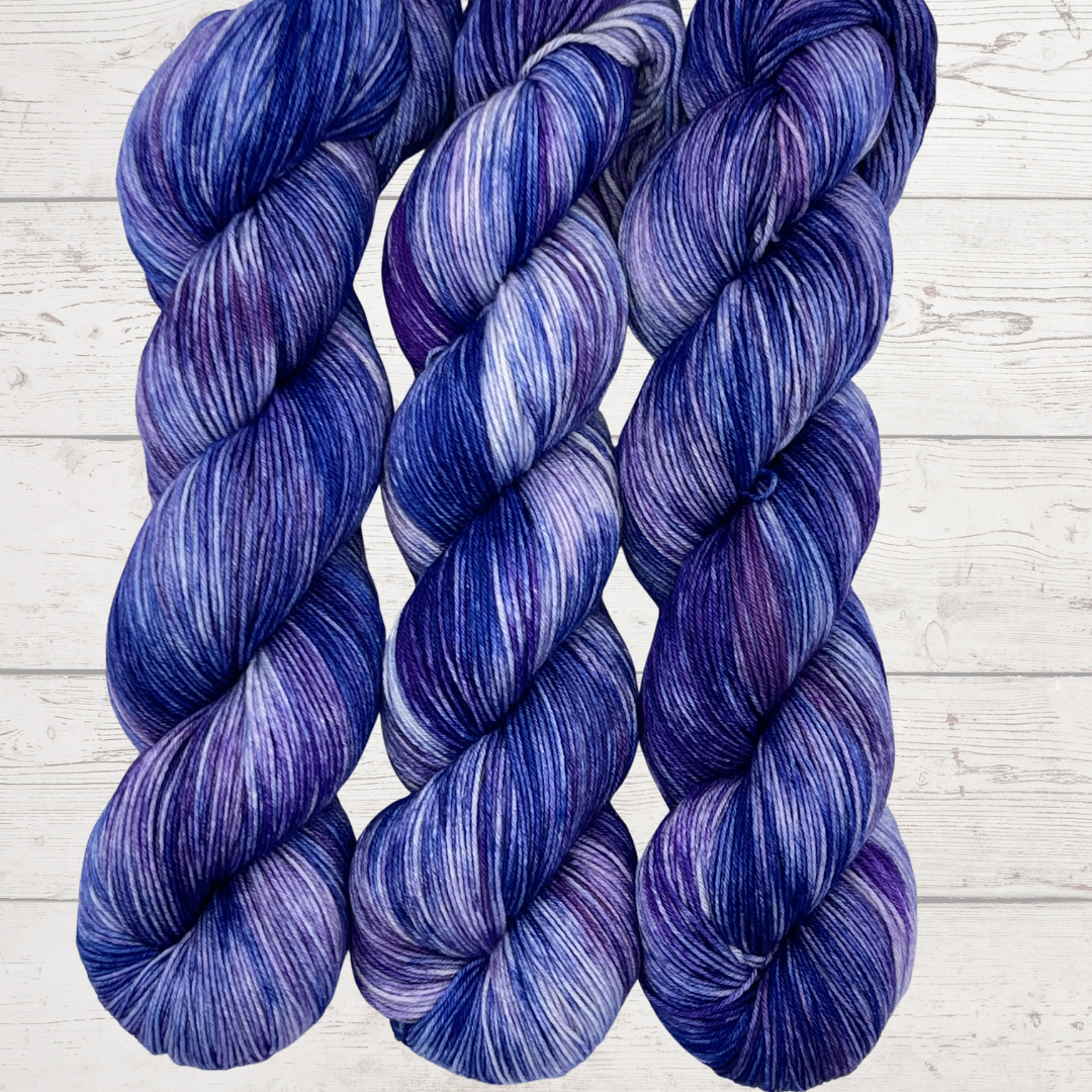 Hyacinth colorway hand dyed yarn