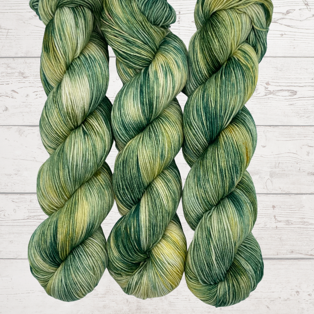 Hand dyed yarn in Meadow